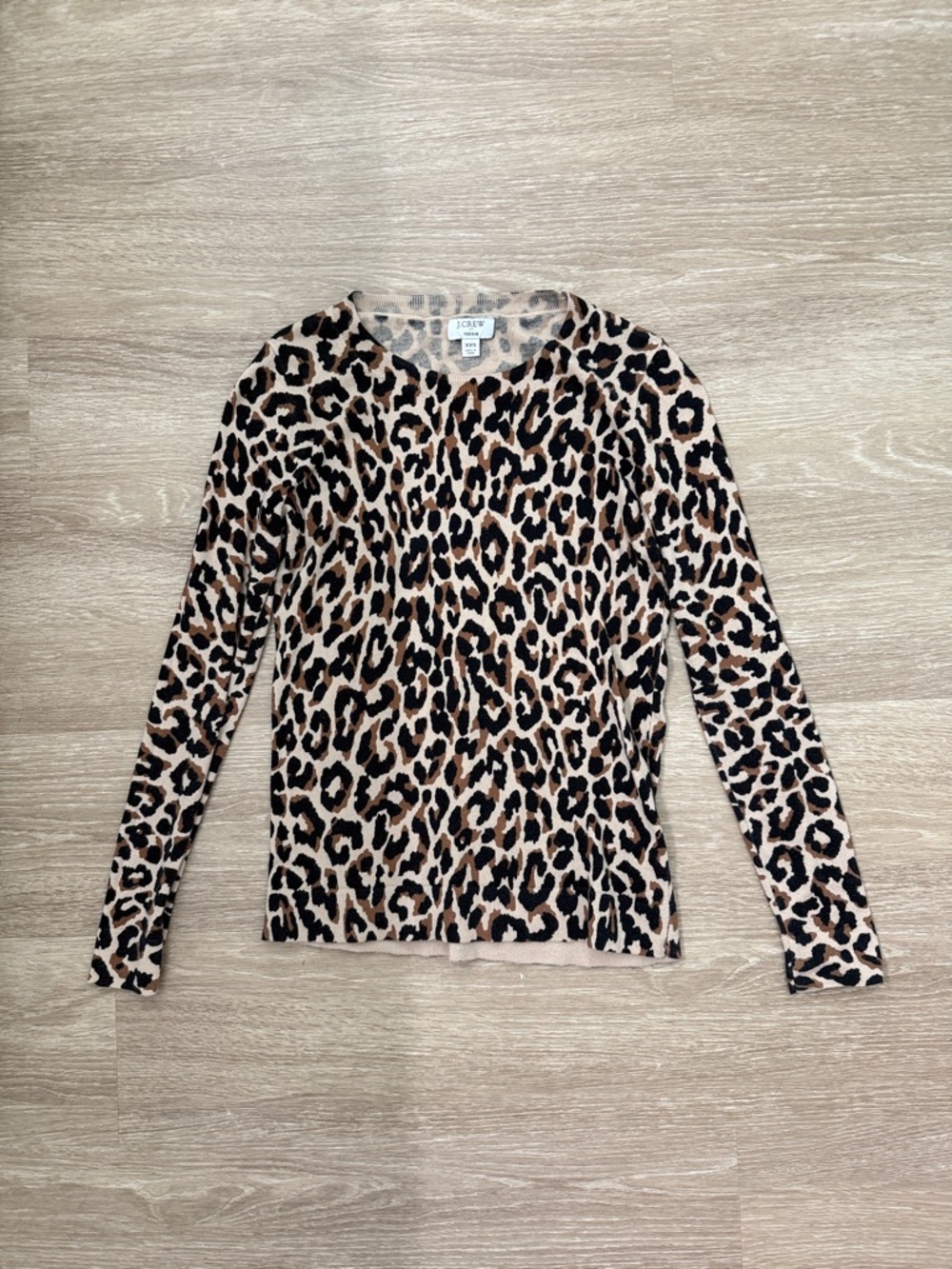 J. Crew Leopard Print Long Sleeve Top in Tan and Black